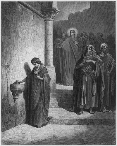 La Biblia de Gustave Doré: La ofrenda de la viuda de Gustave Dore